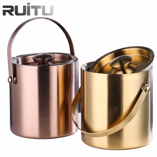 레스토랑 가정용 파티 장식 유형의 식품 저장 등급 음료 양동이 귀 손잡이 대형 쿨러 은색 금속 스테인레스 스틸 샴페인 얼음 양동이