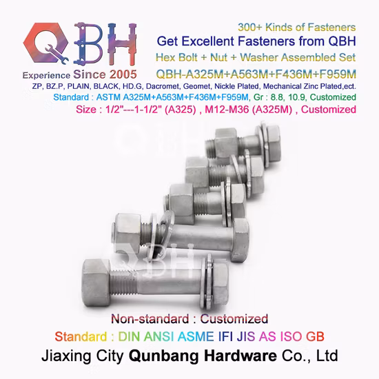 Qbh ASTM A325 A325m HDG Yzp 검정 Zp 일반 아연 전체 절반 나사 2h 너트 F436m 와셔 무거운 육각형 육각 머리 산업 건설 건축 자재 거푸집 공사